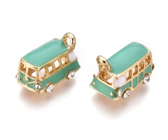 VW Van Charm Mint with Rhinestones 18x11x13mm