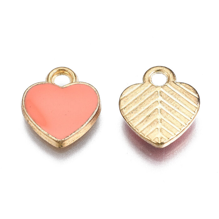 Heart Charm Salmon 12x10x2mm