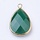 Faceted Glass Drop Charm Green 8x10x5mm