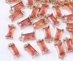 Rechthoek Crystal Glass Bedel Oranje 8.5x4x3mm