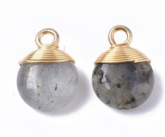 Natural Labradorite Charm 14~15x10~11x5~6mm