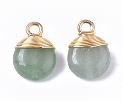 Natural Green Aventurine Charm 14~15x10~11x5~6mm