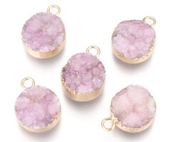 Druzy Agaat Edelsteen Bedel Roze 18~20x14x5~10mm