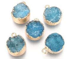Druzy Agate Gemstone Charm Turquoise 18~20x14x5~10mm