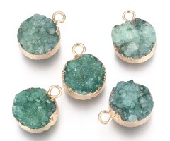Druzy Agate Gemstone Charm Green 18~20x14x5~10mm