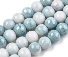 Glaskralen Blauw Grijs 8~9mm, streng 90 stuks