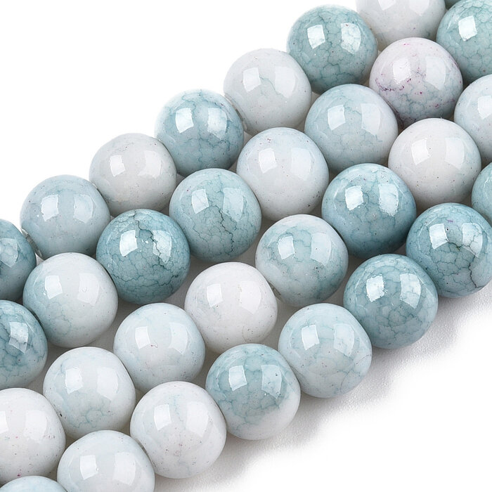 Glassbeads Blue Gray 8~9mm, strand 90 pieces