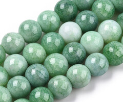 Glassbeads Green 8~9mm, strand 90 pieces