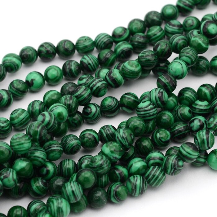 Imitation Malachite Beads 4mm, strand 85 pieces