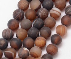 Gekleurde Agaat Kralen Frosted Bruin 8mm, streng 40 stuks