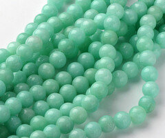 Glassbeads Mint Green 8mm, strand 40 pieces
