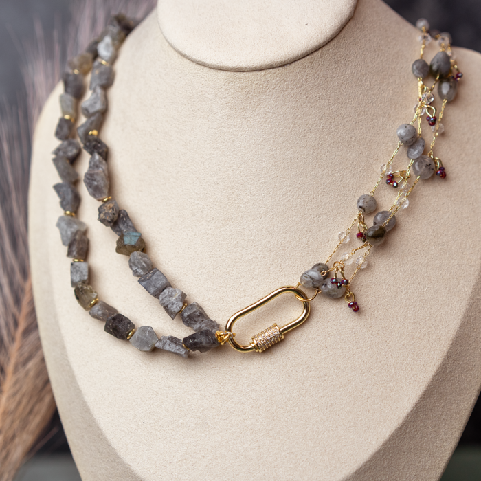 Bracelet, Earrings and Necklace of Labradorite Inspi646
