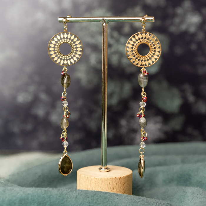 Bracelet, Earrings and Necklace of Labradorite Inspi646