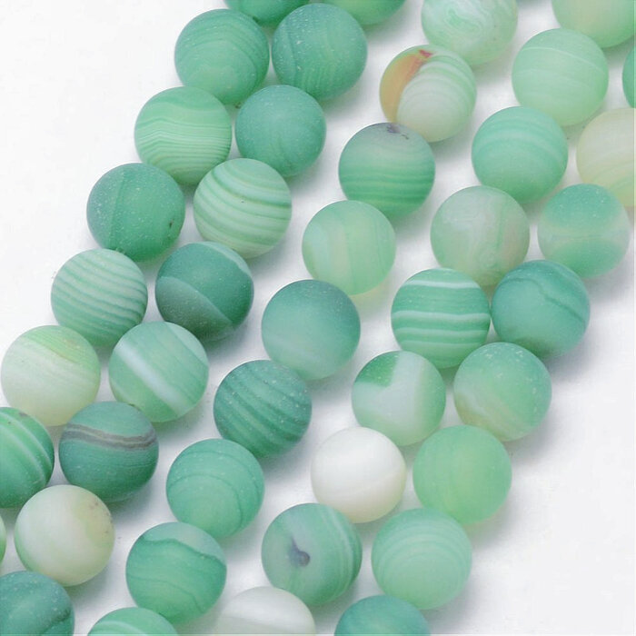 Dyed Agate Beads Frosted Green 8mm, strand 40 pieces