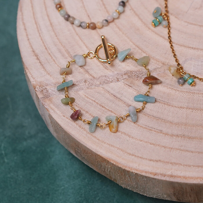 Amazonite Gemstone Chips Beads 4x10mm, strand 80cm circa 150 pieces