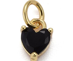 Black Heart Charm with Zirkonia 8x5x3.5mm
