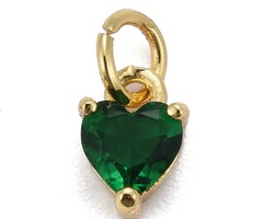 Groen Hartje Bedel  met Zirkonia 8x5x3.5mm