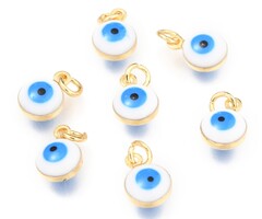 Evil Eye Charm White 9.5x6.5x4.5mm