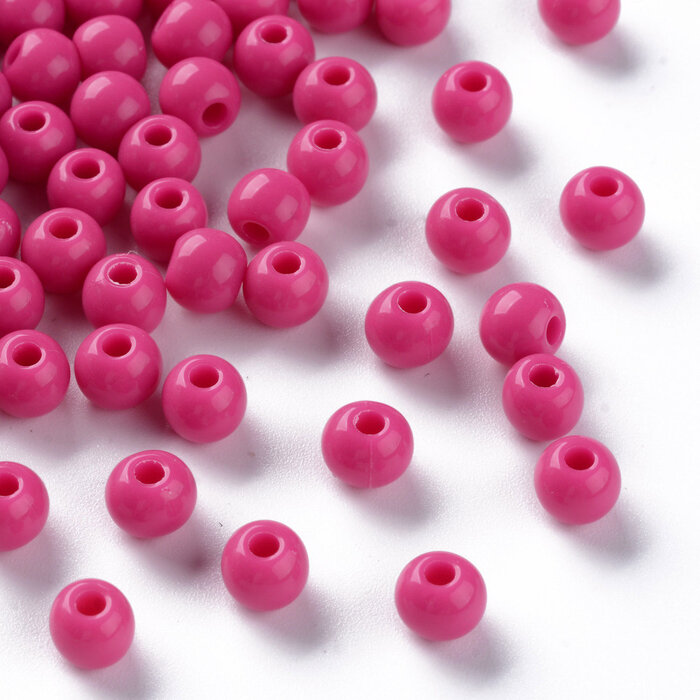 Acrylic Beads 6mm Pink, 100 pieces