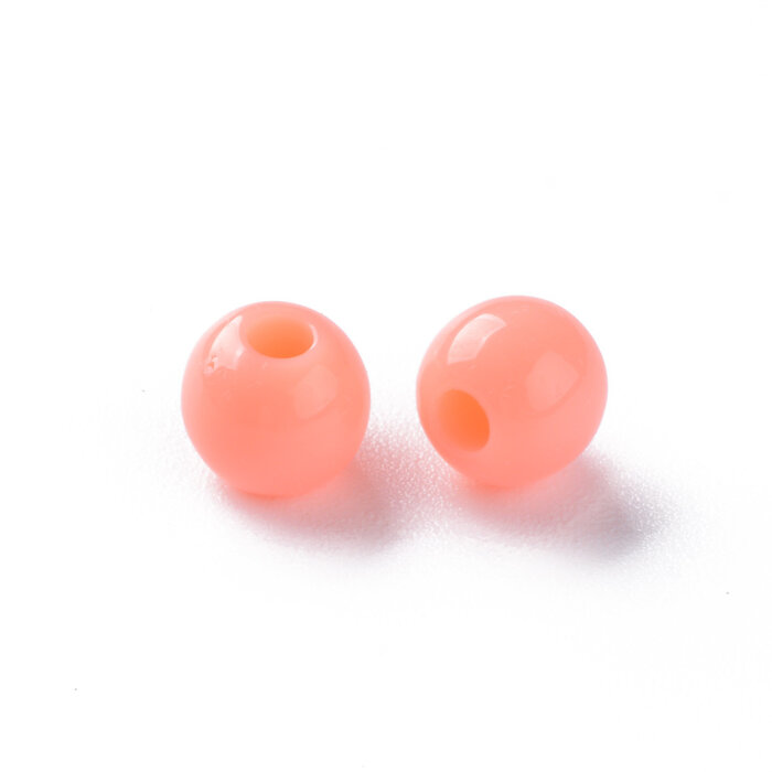 Acrylic Beads 6mm Salmon Pink, 100 pieces