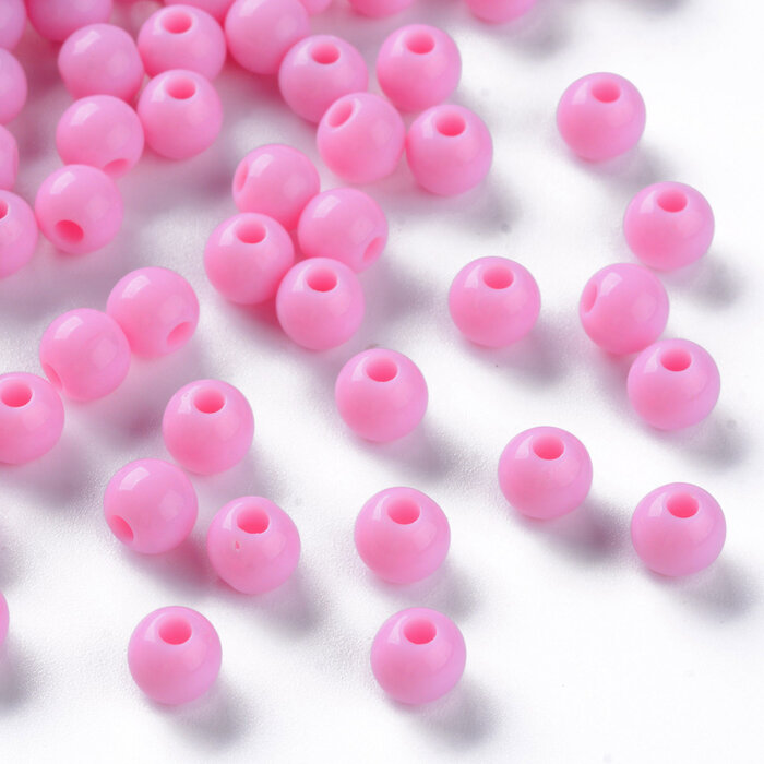 Acrylkralen 6mm Licht Roze, 100 stuks