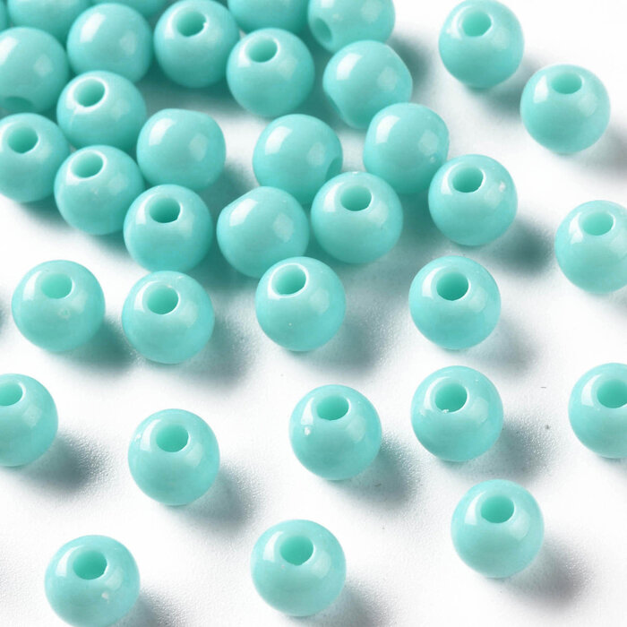 Acrylic Beads 6mm Turquoise, 100 pieces