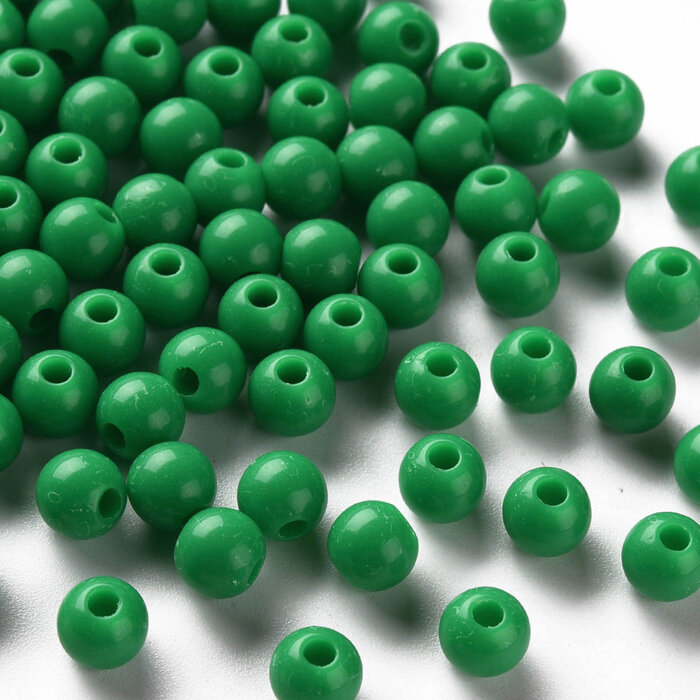 Acrylic Beads 6mm Green, 100 pieces