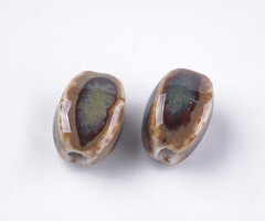 Porselein Kralen Ovaal Camel Bruin 12~14x9~10.5x9~11mm, 10 stuks