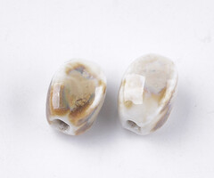 Porcelain Beads Oval Beige 12~14x9~10.5x9~11mm, 10 pieces