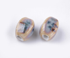 Porselein Kralen Ovaal Grijs Beige 12~14x9~10.5x9~11mm, 10 stuks