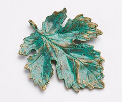 Grote Patina Bedels Brons Kastanje Blad, 41x35.5x2mm