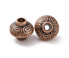 Tibetaanse Spacer Beads Rond Koper 5.4x6.3mm, 20 stuks
