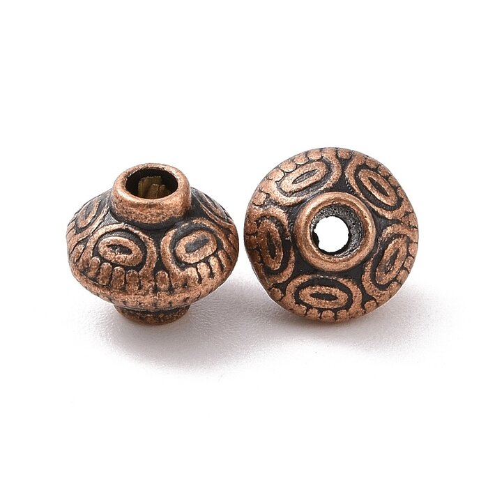 Tibetan Spacer Beads Round Copper 5.4x6.3mm, 20 pieces