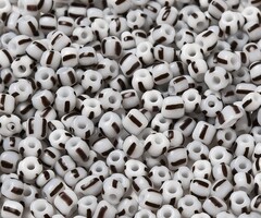 Rocailles Zwart Wit Gestreept 3~4.5x3~4.5mm, 20 gram