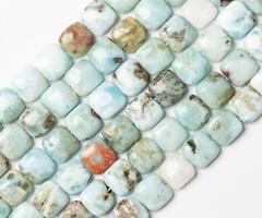 Larimar Natural Edelsteen Kralen Vierkant ~10mm, streng 30 stuks