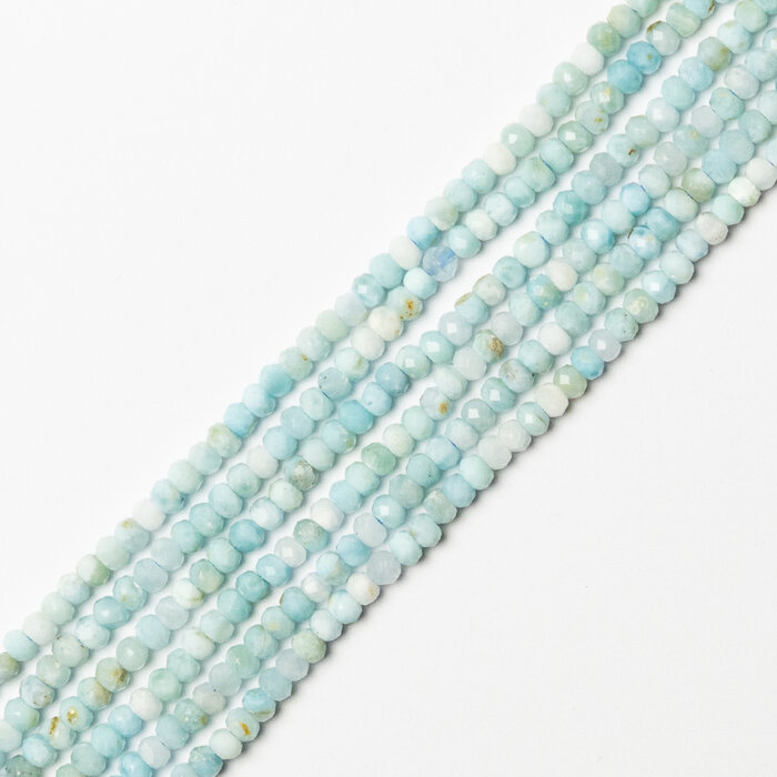 Larimar Natural Edelsteen Kralen Facet ~3x2mm, streng 165 stuks