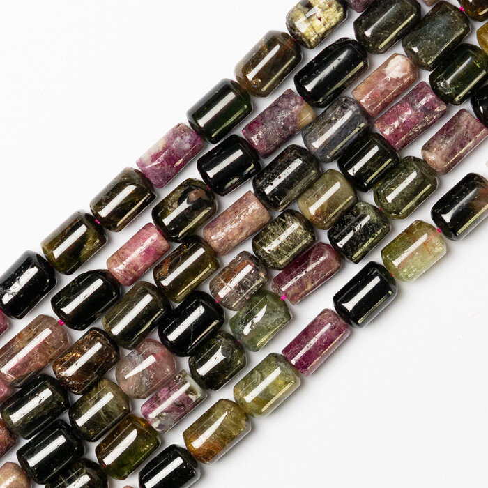 Toermalijn Natural Edelsteen Kralen Cilinder ~8x12mm, streng 30 stuks