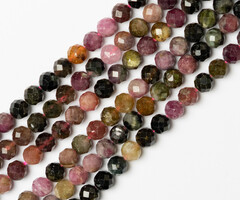 Toermalijn Natural Edelsteen Kralen Facet Rond ~6mm, streng 50 stuks
