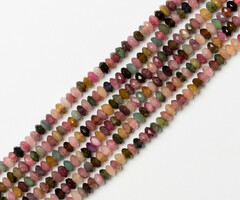 Toermalijn Natural Edelsteen Kralen Facet ~4x3mm, streng 160 stuks