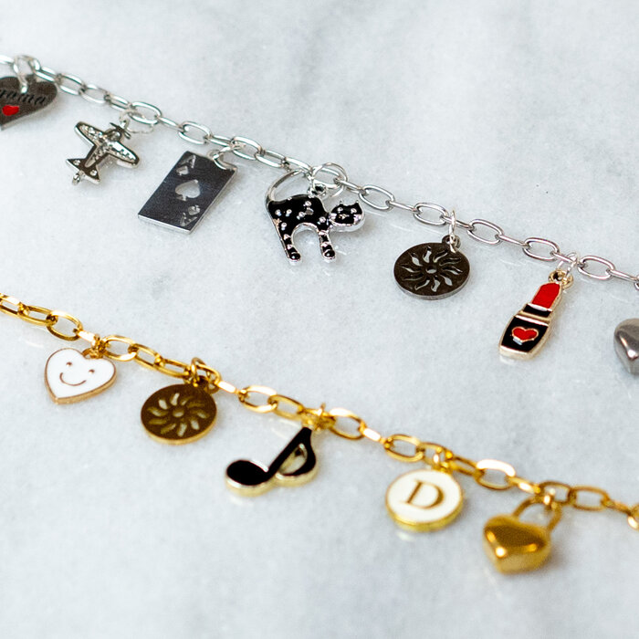 Charms Bracelet In Gold And Silver Inspi648