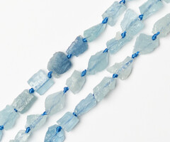 Aquamarine Natural Gemstone Rough Nugget Beads 8x10mm, strand 35 pieces