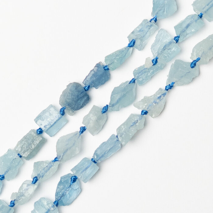 Aquamarine Natural Gemstone Rough Nugget Beads 8x10mm, strand 35 pieces
