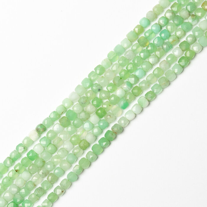 Chrysopraas Natural Edelsteen Kralen Vierkant 4mm, streng 90 stuks