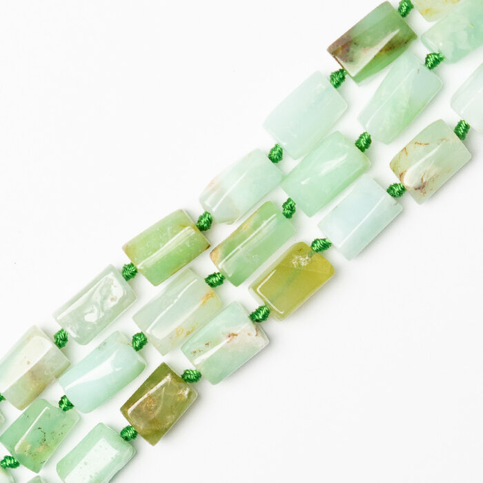 Chrysopraas Natural Edelsteen Kralen Rechthoek Nugget 8x12mm, streng 25 stuks