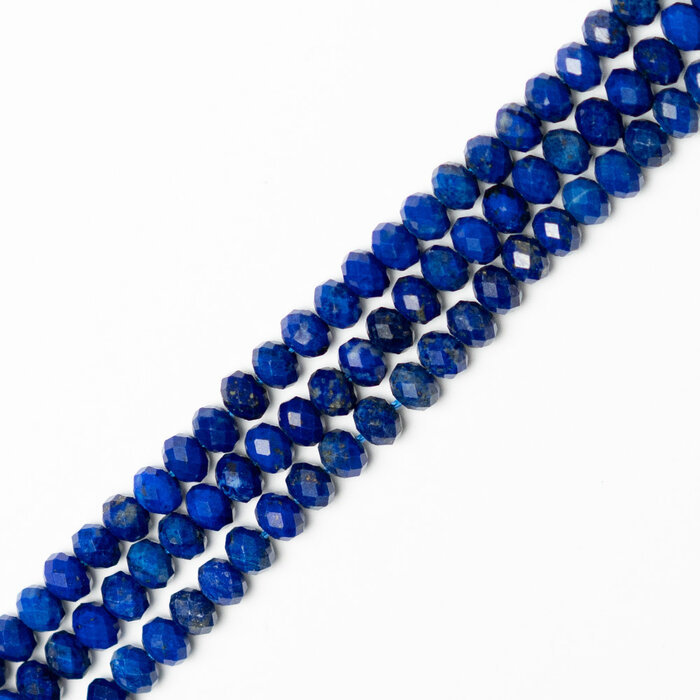 Lapis Lazuli Natural Gemstone Beads Faceted ~6x4mm, strand 75 pieces