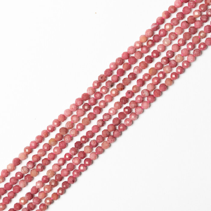 Rhodonite Natural Gemstone Beads Faceted Round ~3mm