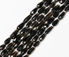 Smokey Quartz Natural Gemstone Beads Faceted Drop 8~12x4~5mm, strand 35 pieces