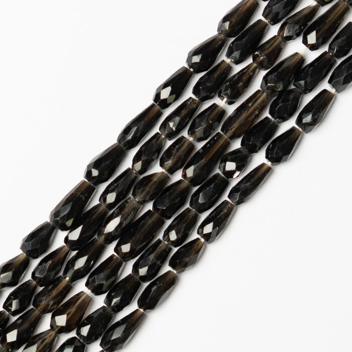 Smokey Quartz Natural Gemstone Beads Faceted Drop 8~12x4~5mm, strand 35 pieces