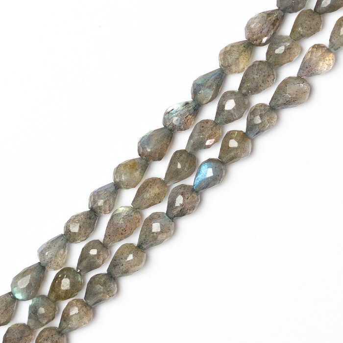 Labradorite Natural Gemstone Beads Faceted Drop 6~8mmx4~5mm, strand 55 pieces
