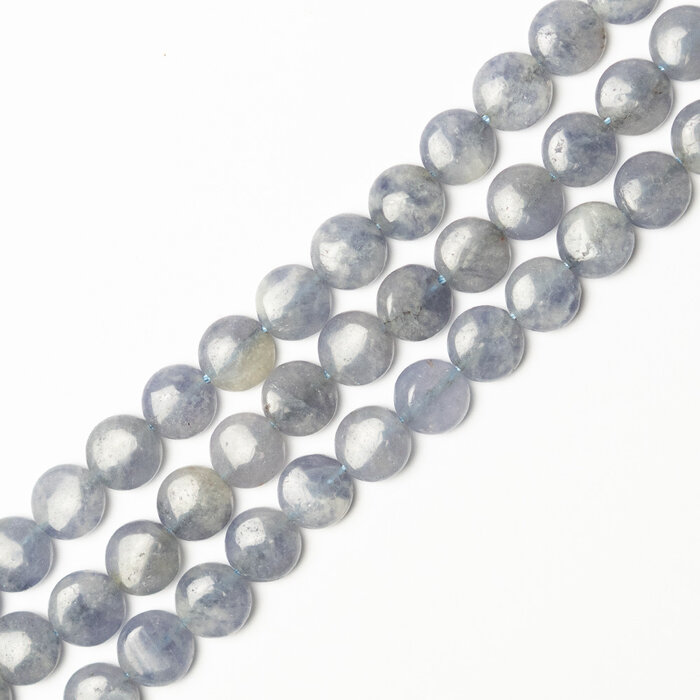 Iolite Natural Gemstone Beads Coin ~10x4mm, strand 35 pieces